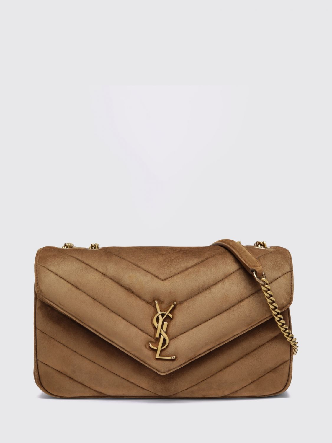 Saint Laurent Women Saint Laurent Medium Loulou Shoulder Bag In Chevron Suede SAINT LAURENT