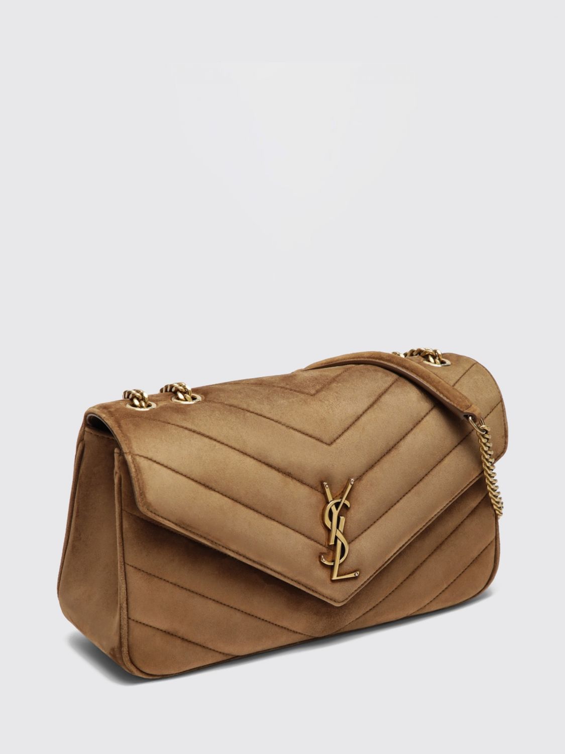 Saint Laurent Women Saint Laurent Medium Loulou Shoulder Bag In Chevron Suede SAINT LAURENT