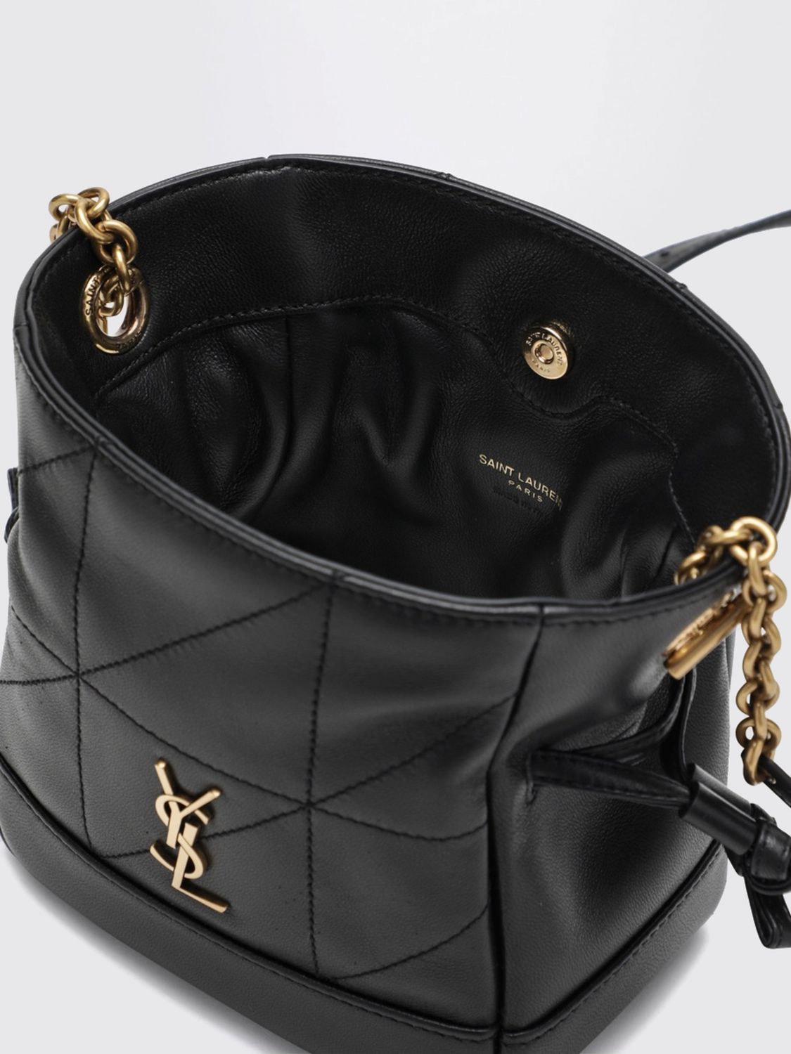 Saint Laurent Women Jamie Ysl Monogram Lambskin Leather Mini Bucket Bag Saint Laurent SAINT LAURENT