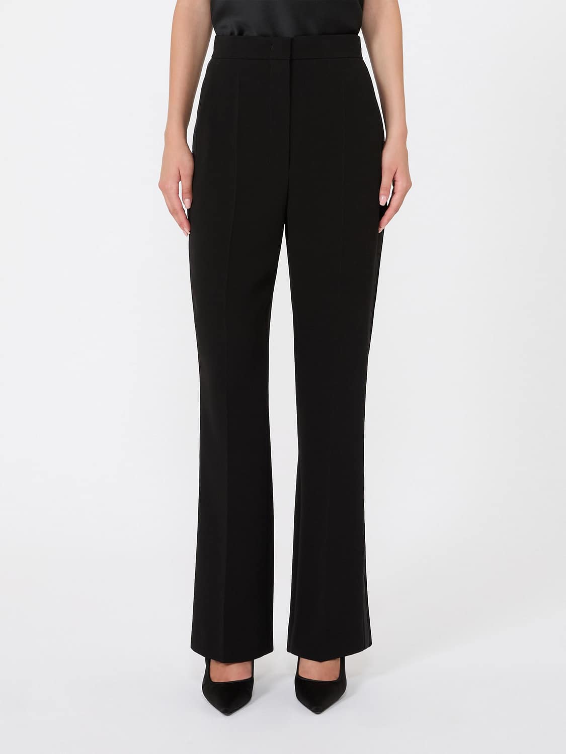 Max Mara Women Max Mara Black Cri�Pe High-Waisted Skinny Trousers MAX MARA