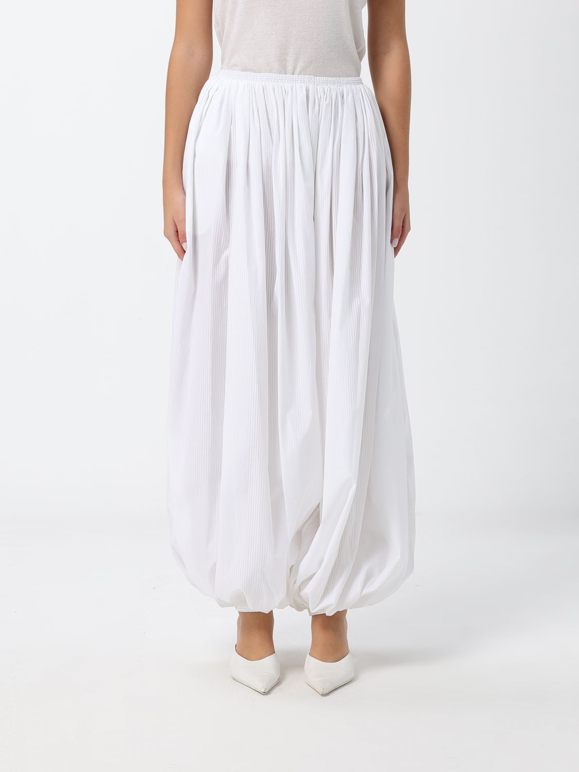Alai�A Women Alaia Wide-Leg Cotton Harem Trousers With Elasticated Waist ALAIA