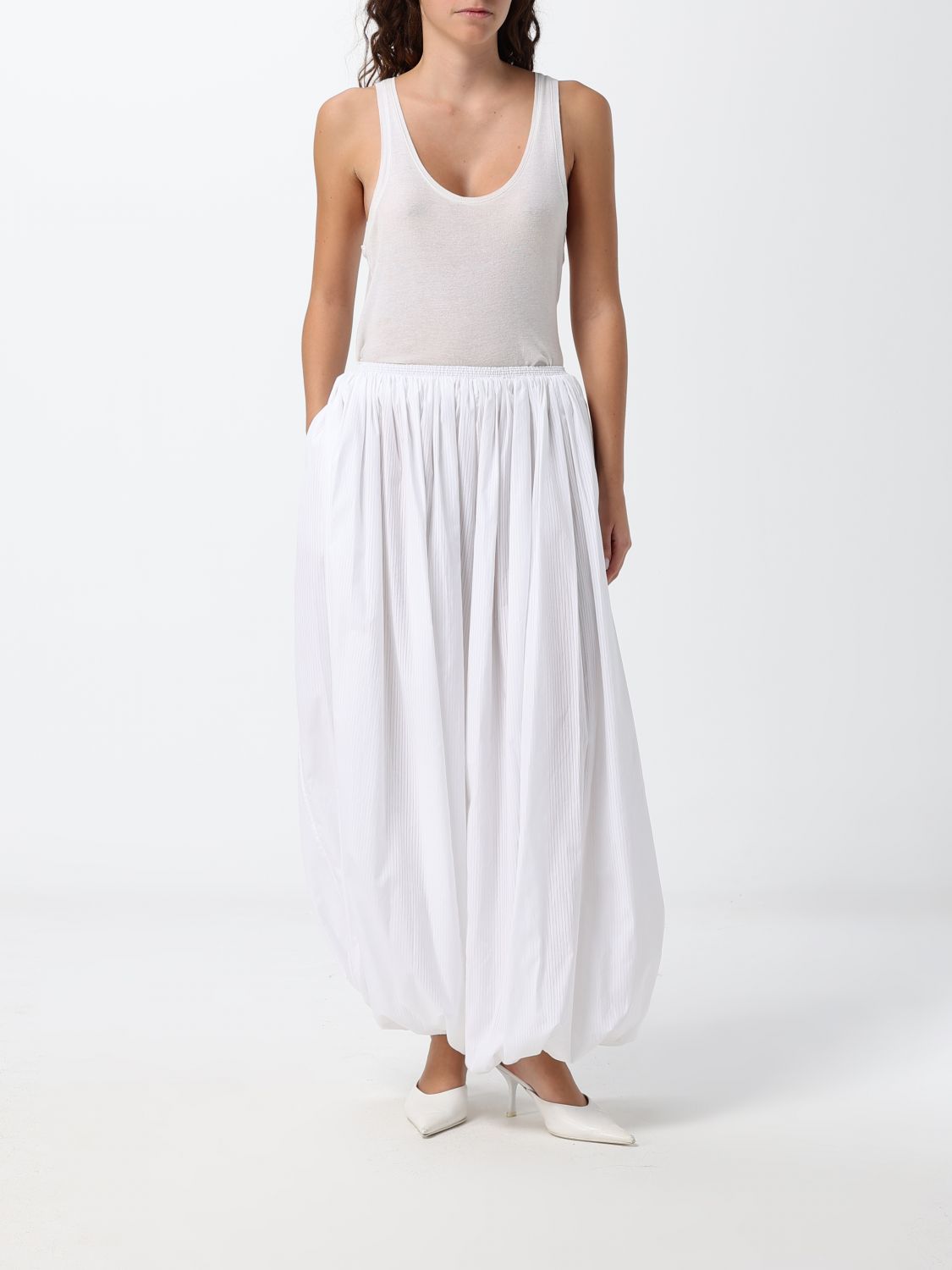 Alai�A Women Alaia Wide-Leg Cotton Harem Trousers With Elasticated Waist ALAIA