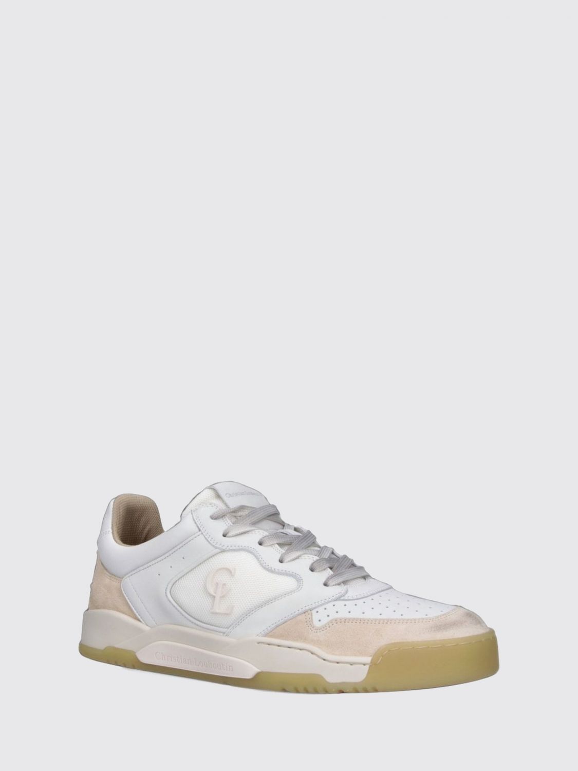 Christian Louboutin Men Christian Louboutin Bsktball 1 Retro Calfskin And Mesh Low Top Trainers CHRISTIAN LOUBOUTIN