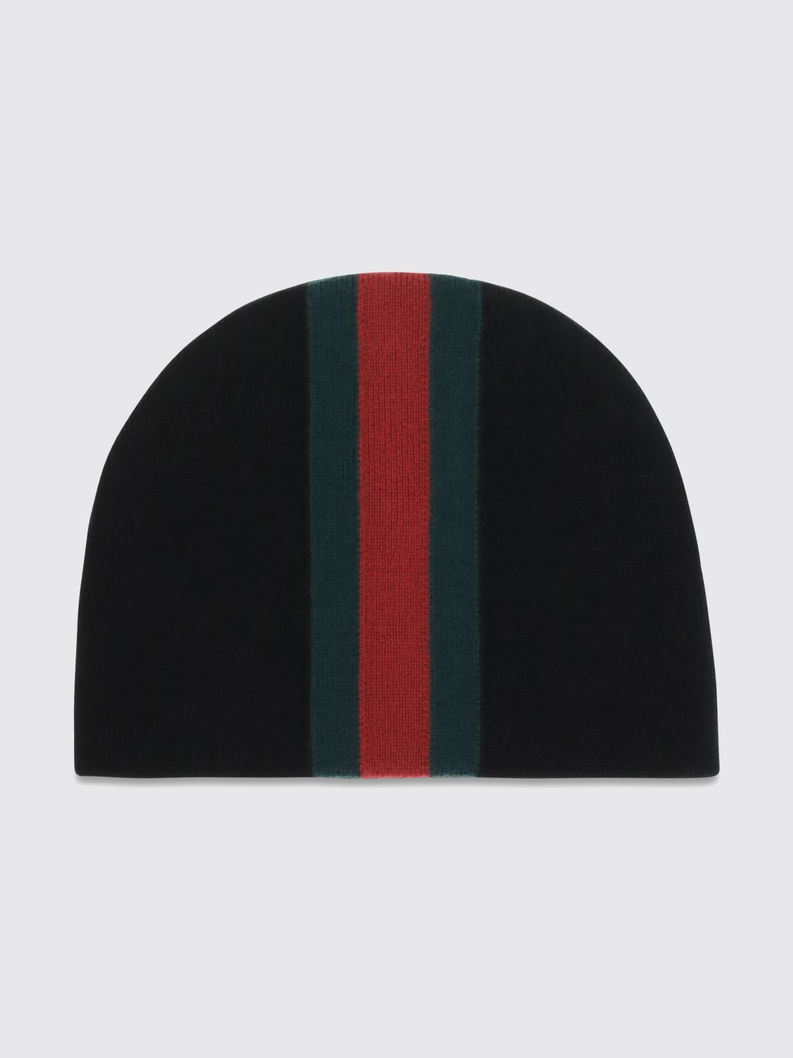 Gucci Men Merino Wool Beanie Gucci With Striped Web Motif GUCCI