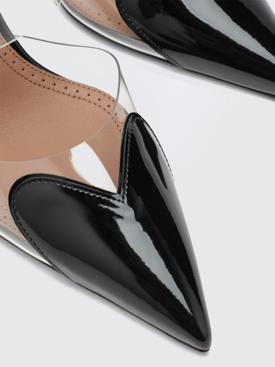 AlaiA Women Le Cå“Ur Alaia Heart-Print Patent Leather High-Heel Mules ALAIA
