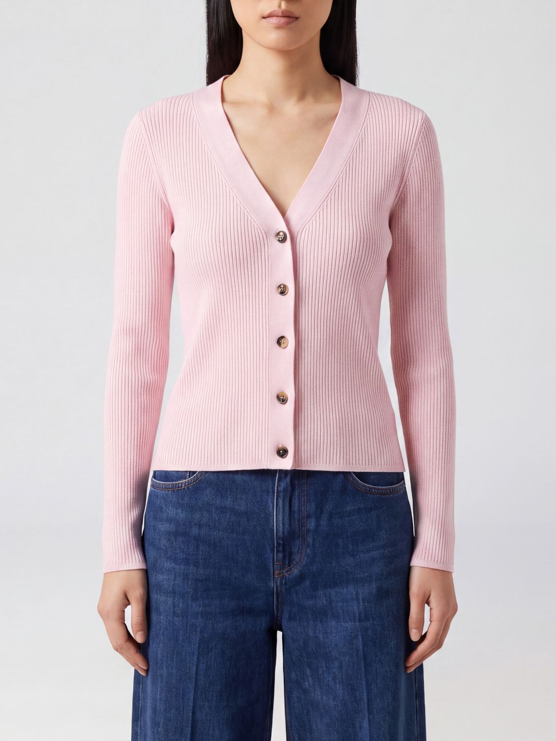 Max Mara Women Ribbed V-Neck Max Mara Cardigan In Wool And Cashmere MAX MARA