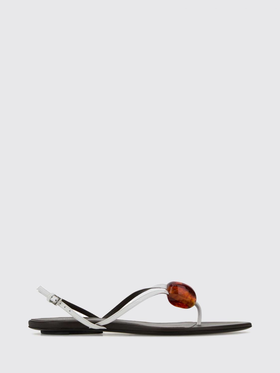 Alai�A Women Alaia Leather Thong Sandals With Applied Stones And Low Heel