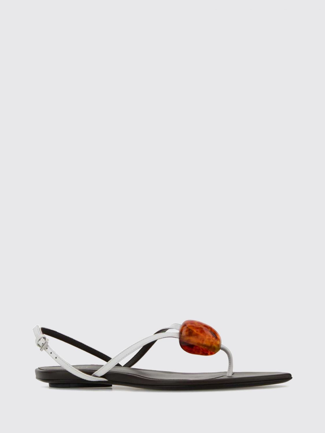 Alai�A Women Alaia Leather Thong Sandals With Applied Stones And Low Heel