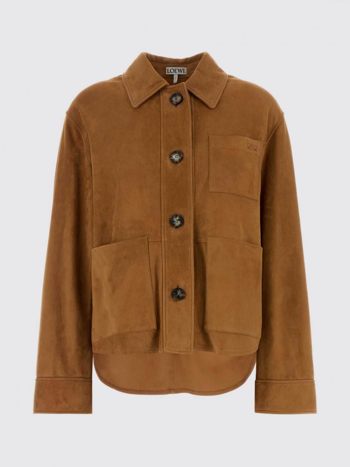 Loewe Women Loewe Suede Sheepskin Shirt Jacket With Patch Pockets LOEWE