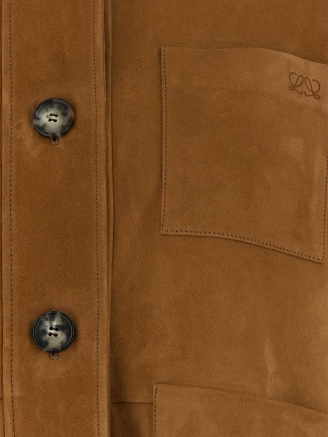 Loewe Women Loewe Suede Sheepskin Shirt Jacket With Patch Pockets LOEWE
