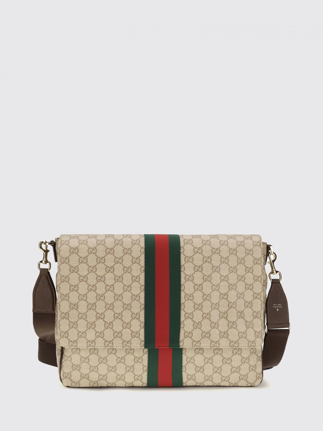 Gucci Men Gucci Large Messenger Bag In Gg Supreme Fabric With Web Stripe GUCCI