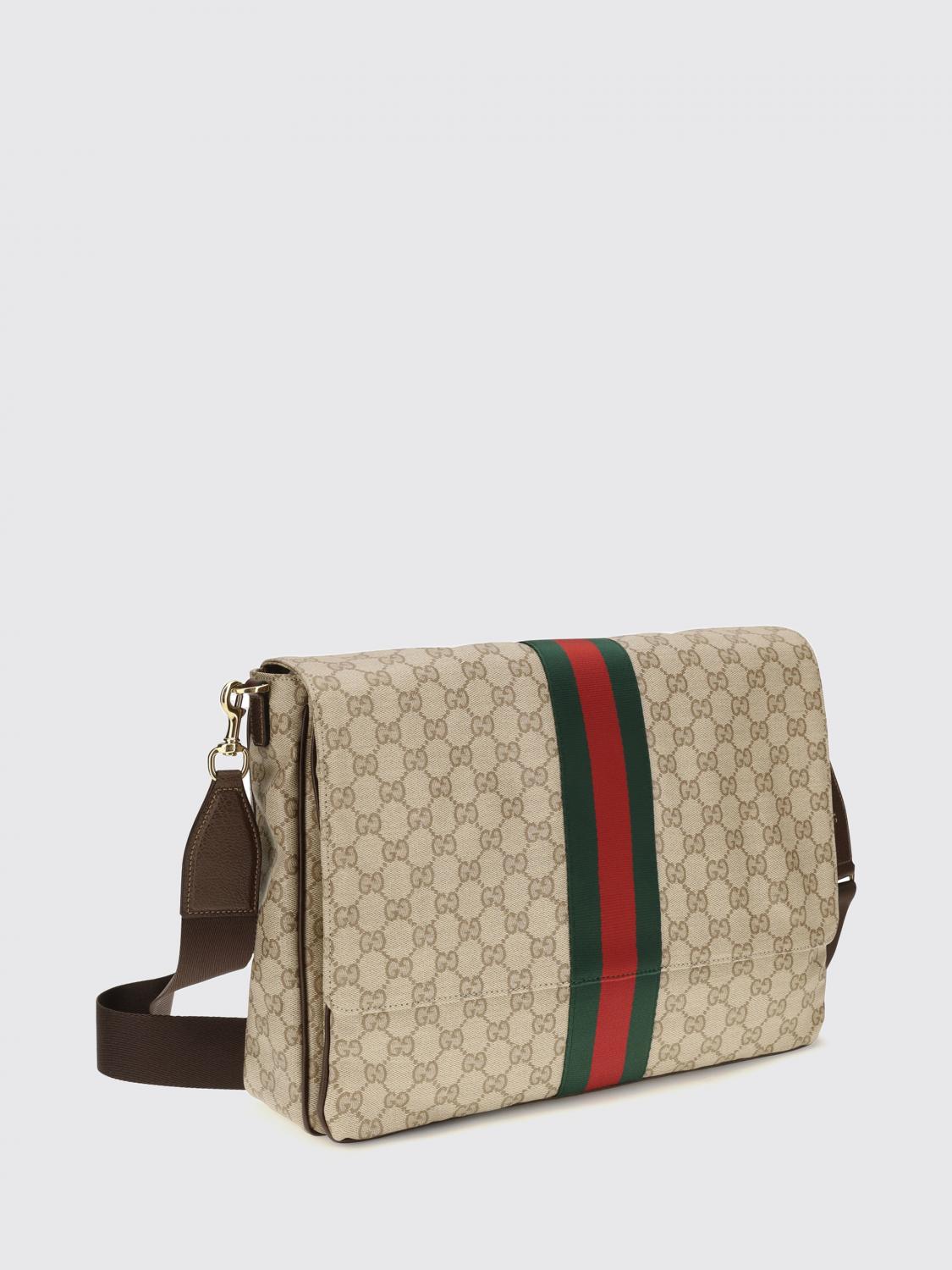 Gucci Men Gucci Large Messenger Bag In Gg Supreme Fabric With Web Stripe GUCCI