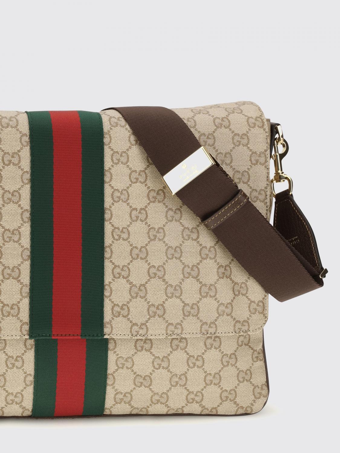 Gucci Men Gucci Large Messenger Bag In Gg Supreme Fabric With Web Stripe GUCCI
