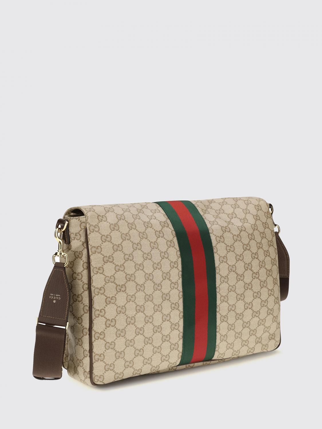 Gucci Men Gucci Large Messenger Bag In Gg Supreme Fabric With Web Stripe GUCCI