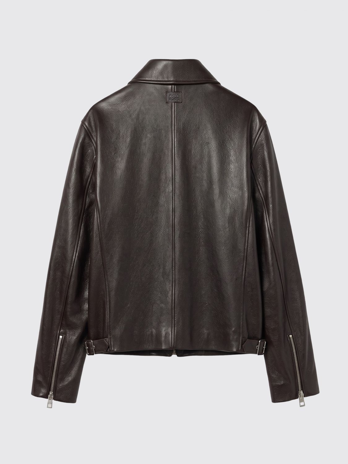 Loewe Men Loewe Short Leather Jacket With Classic Collar And Zip Closure LOEWE