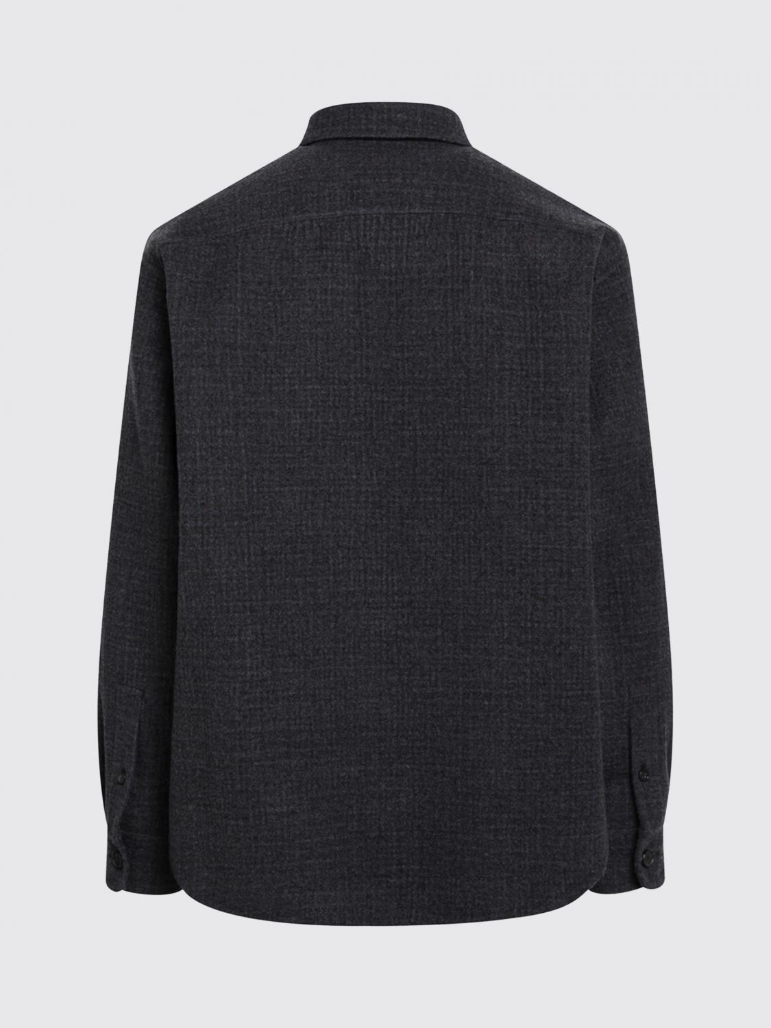 Loewe Men Wool Shirt Jacket Loewe With French Collar And Patch Pockets LOEWE