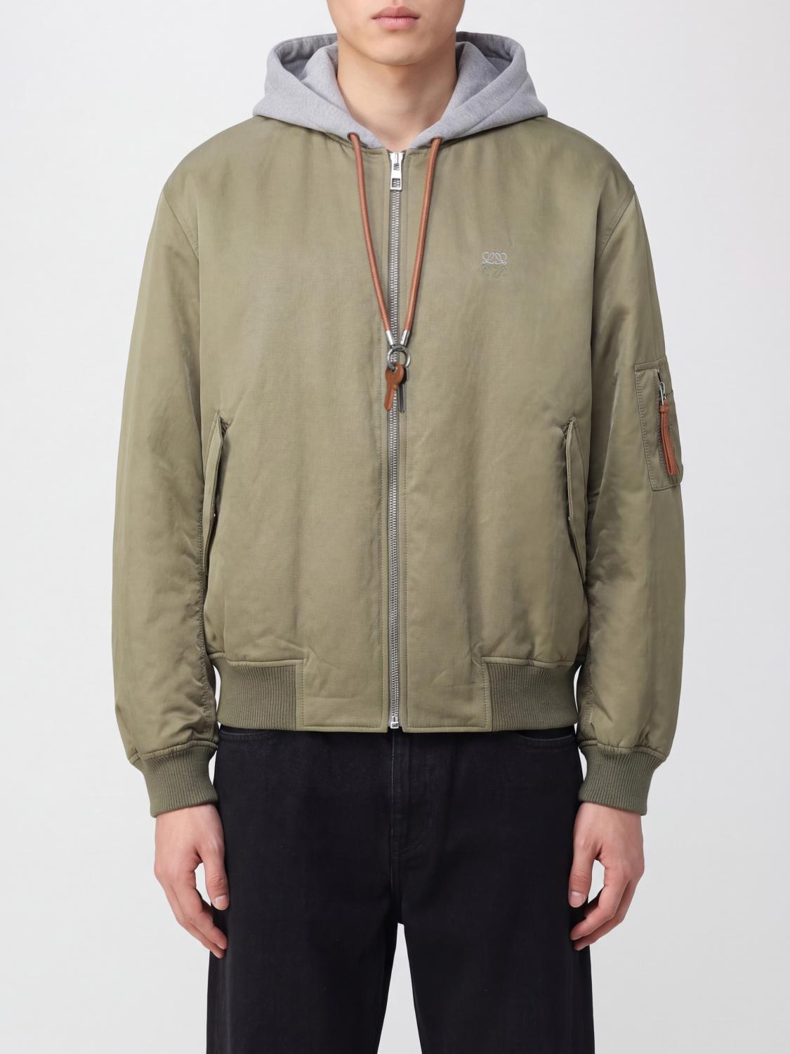 Loewe Men Single-Breasted Loewe Bomber Jacket In Polyester With Hood And Zip Closure LOEWE