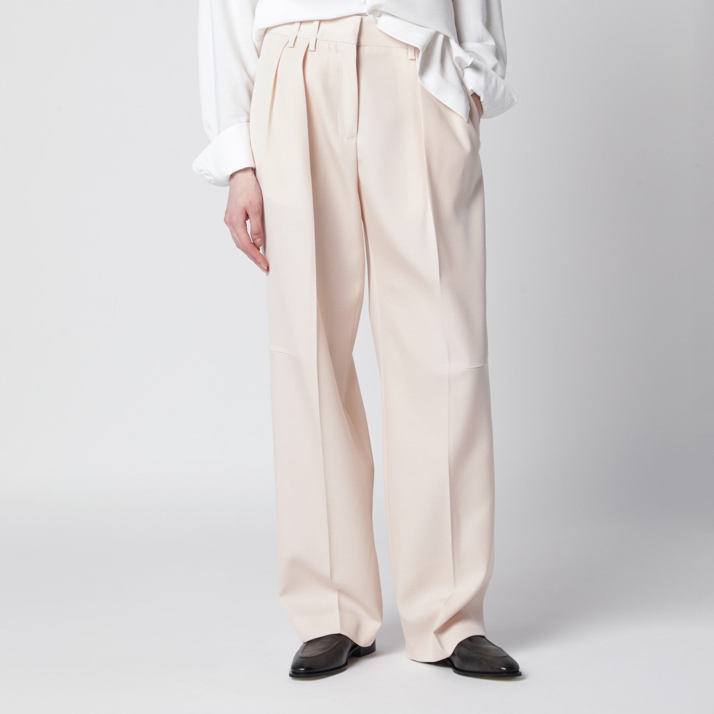 Jil Sander Ivory Wool Gabardine Trousers Women JIL SANDER
