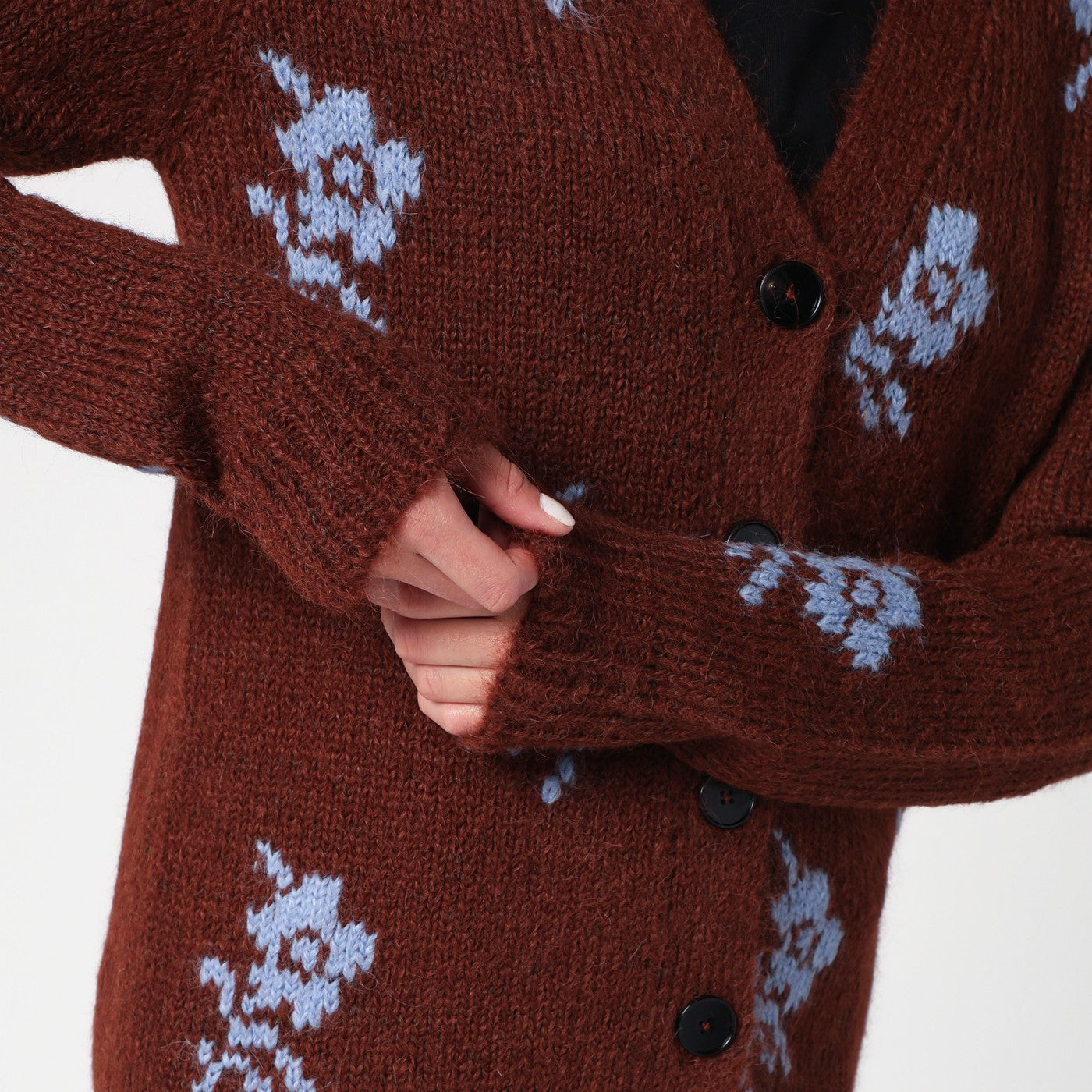 Jil Sander Brown Cardigan With Floral Inlay Women JIL SANDER