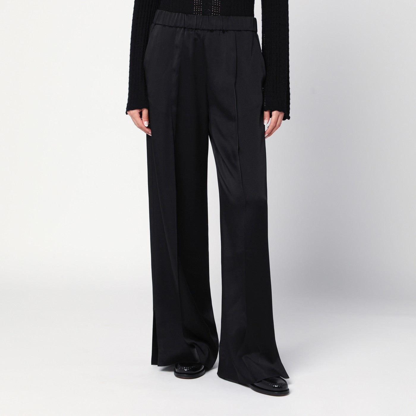 Jil Sander Black Satin Palazzo Pants Women JIL SANDER
