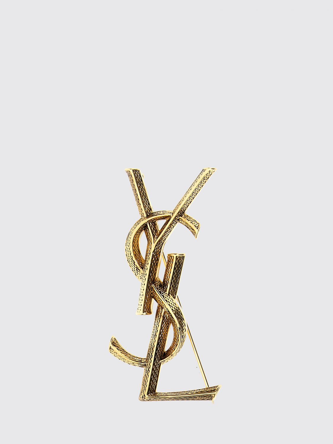 Saint Laurent Women Cassandre Ysl Monogram Brooch Saint Laurent In Golden Brass SAINT LAURENT