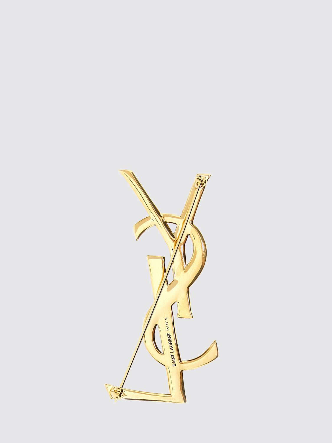 Saint Laurent Women Cassandre Ysl Monogram Brooch Saint Laurent In Golden Brass SAINT LAURENT
