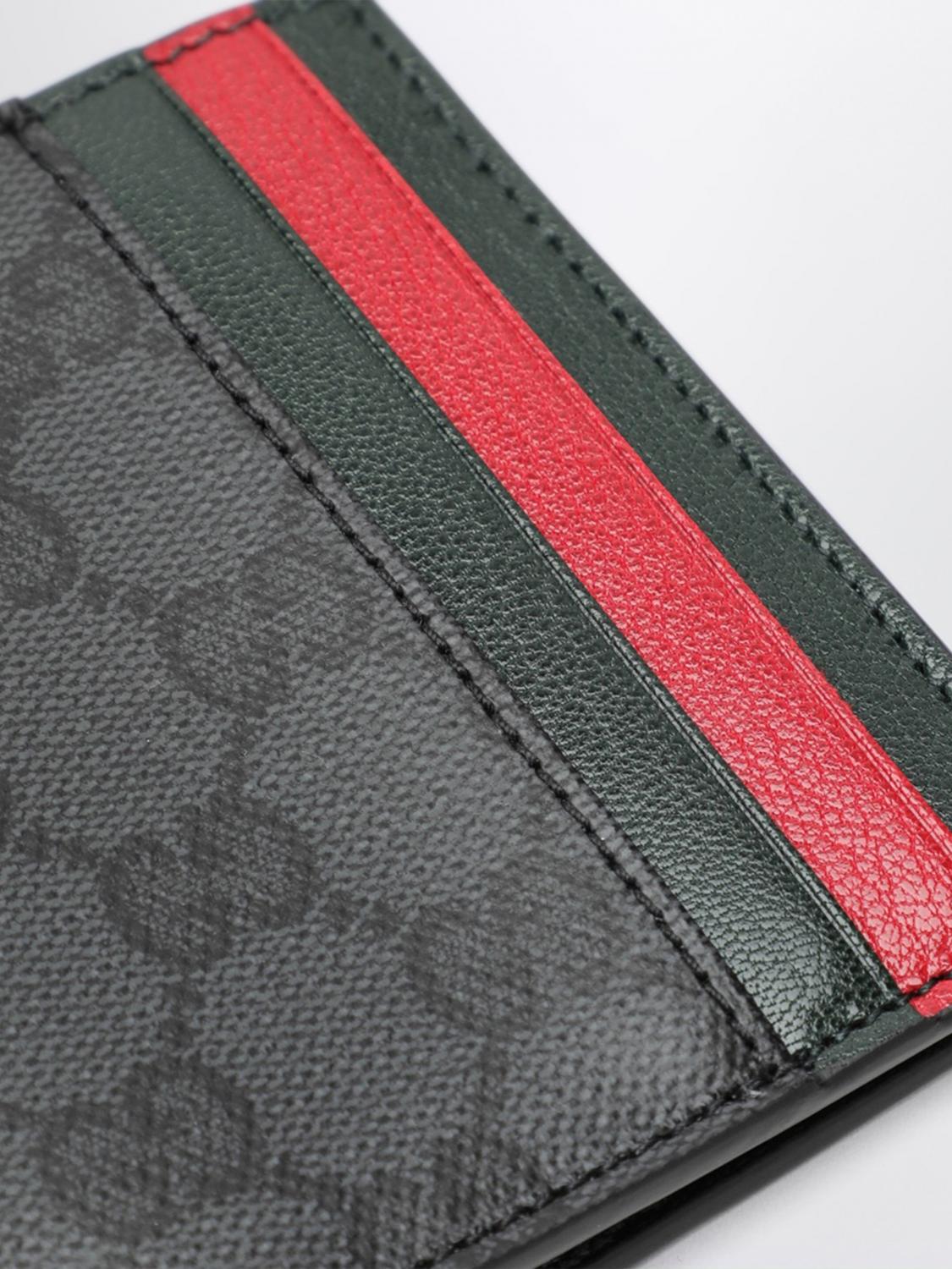 Gucci Men Gg Supreme Monogram Bifold Wallet Gucci With Stripe Detail GUCCI