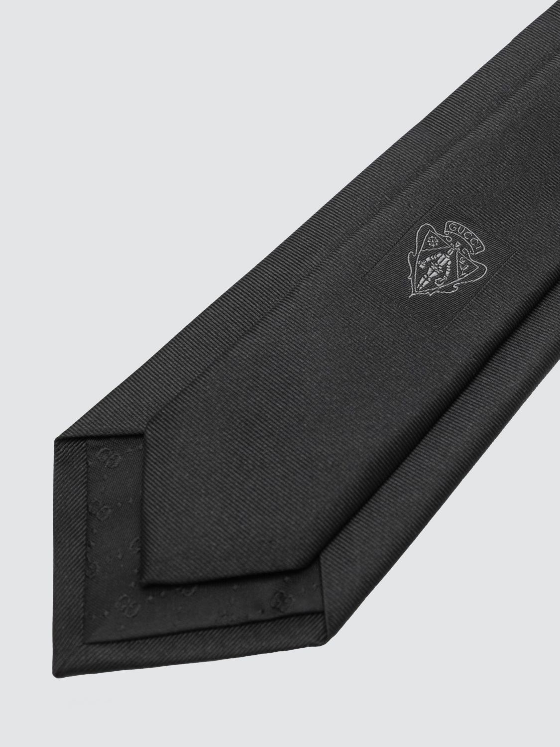 Gucci Men Gucci Silk Tie With Embroidered Logo GUCCI