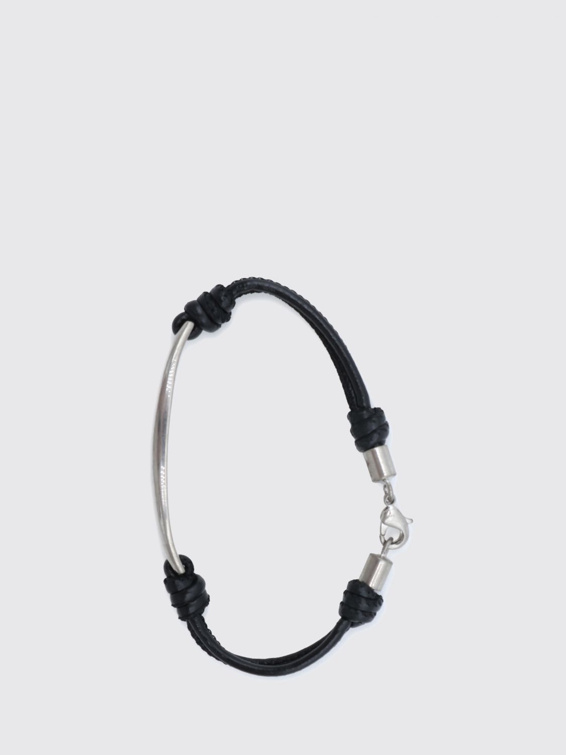 Saint Laurent Men Saint Laurent Bracelet In Leather And Chrome-Plated Brass With Snap Hook Clasp SAINT LAURENT