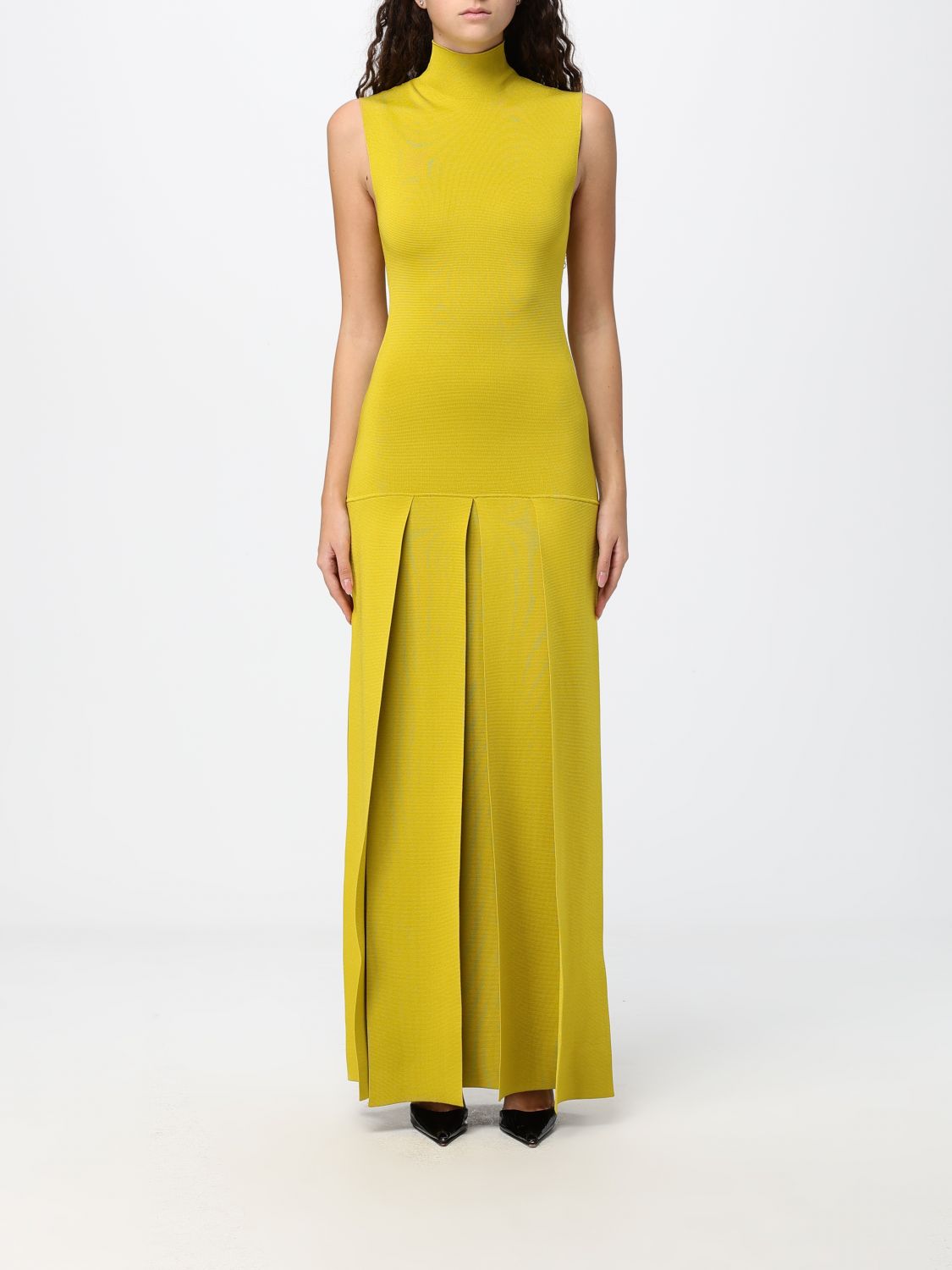 Alaia Women Long Off-The-Shoulder Slim Fit Sheath Dress Alaia In Silk Blend ALAIA