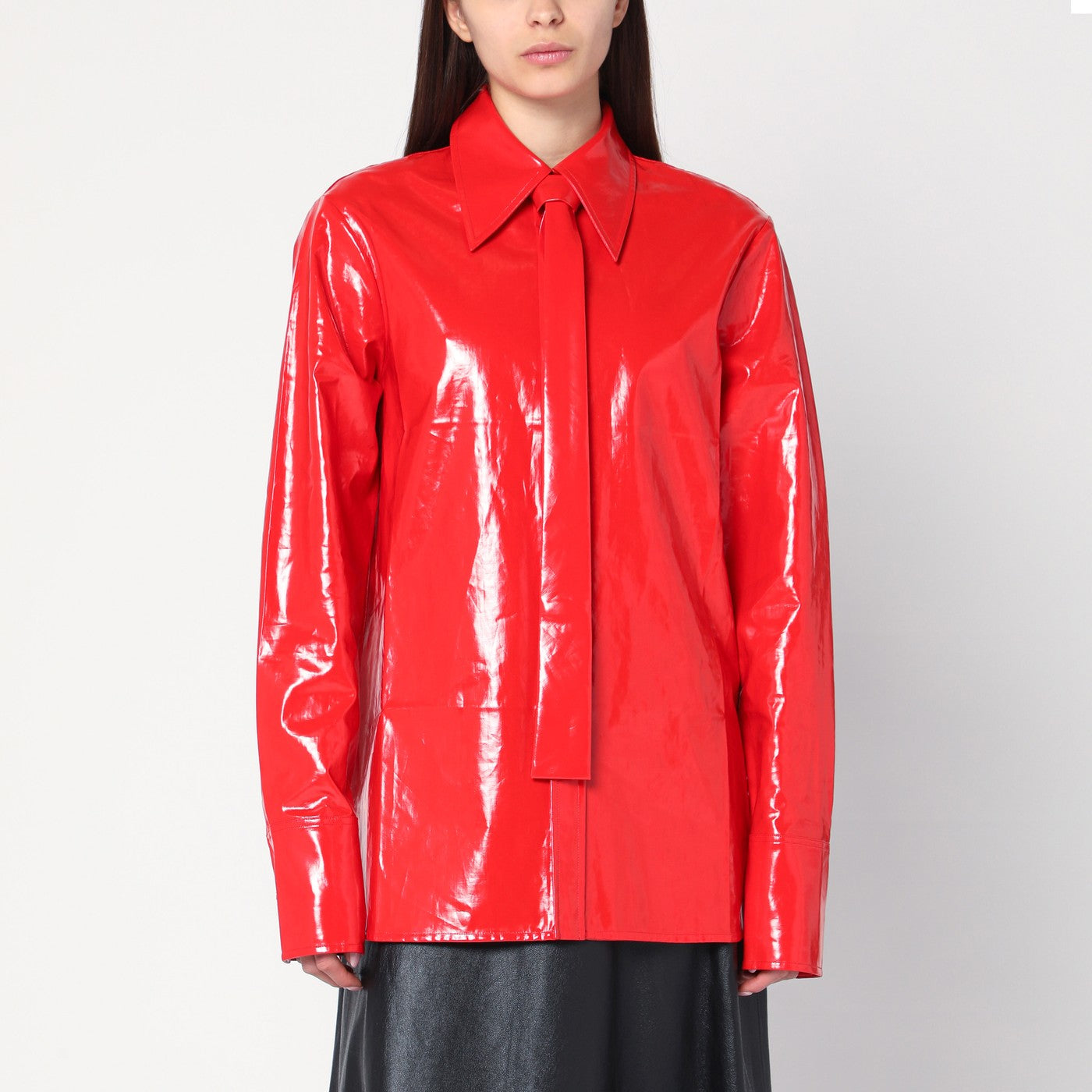 Jil Sander Shiny Linen Shirt With Red Tie Women JIL SANDER