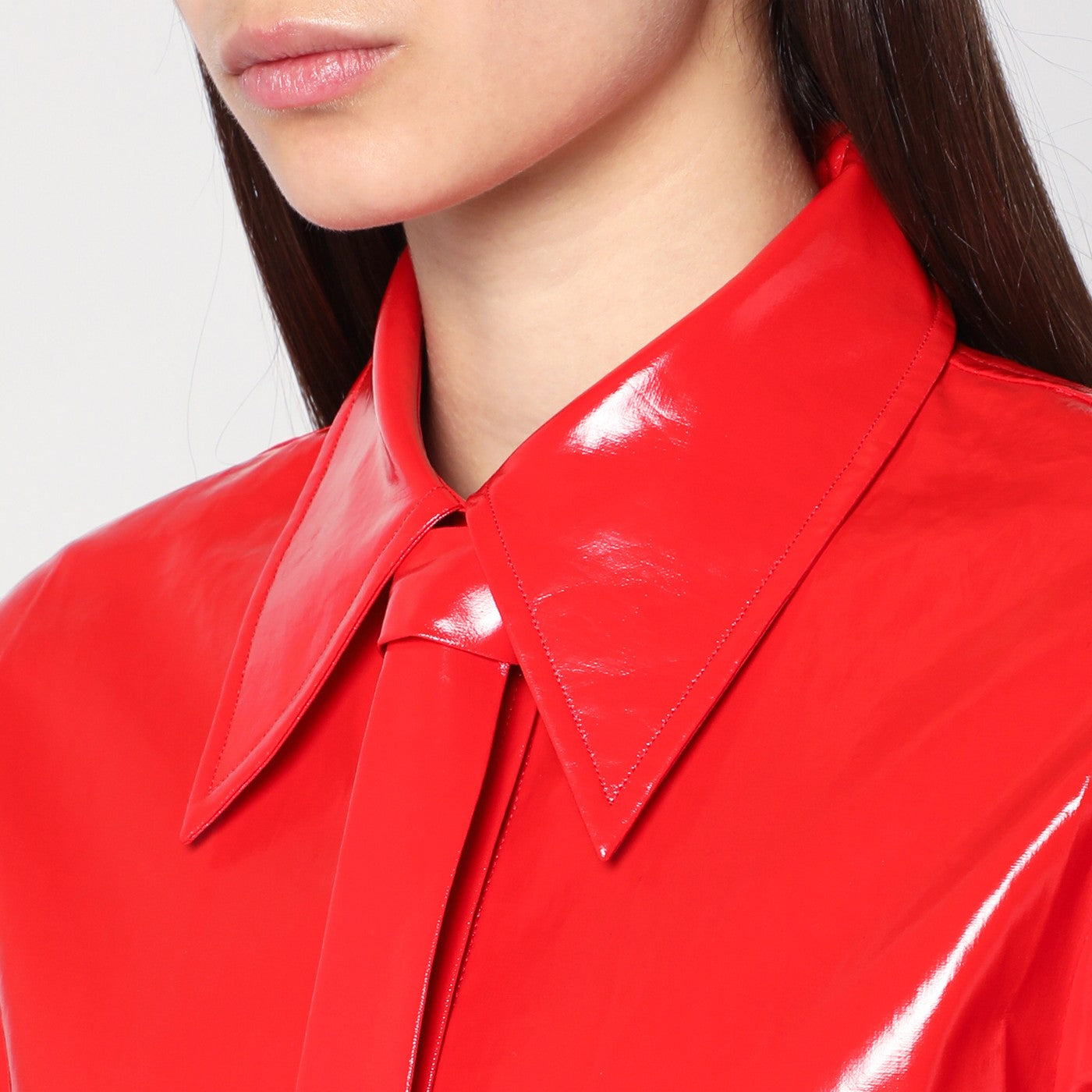 Jil Sander Shiny Linen Shirt With Red Tie Women JIL SANDER