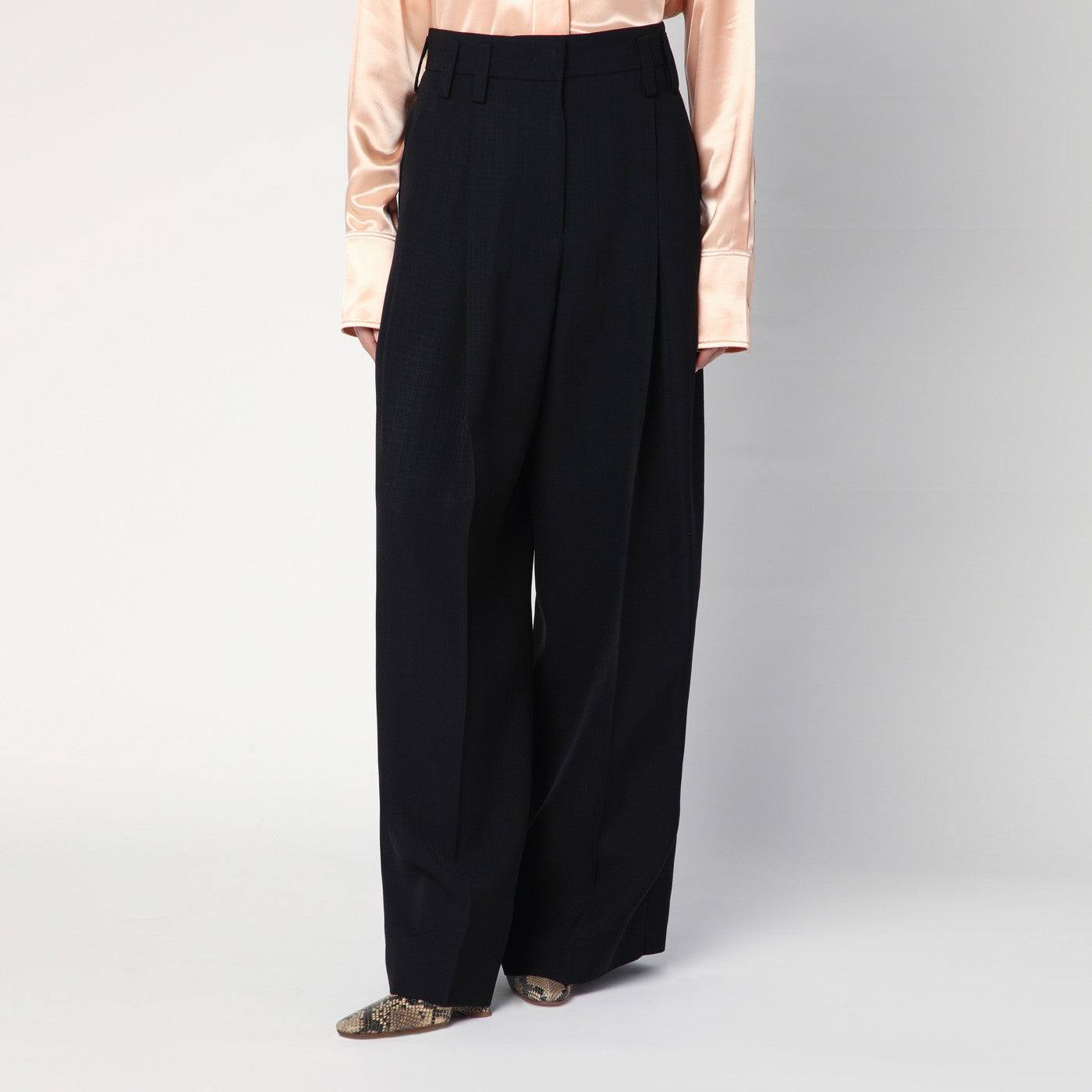 Jil Sander Wide Black Pants In Silk Blend Women JIL SANDER