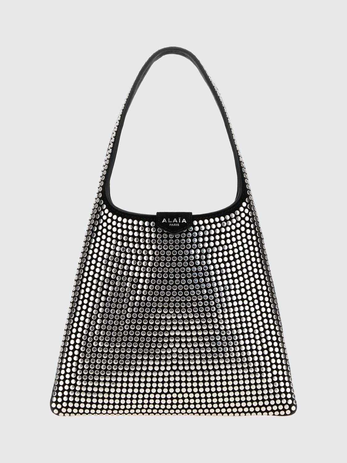 Alai�A Women Studded Leather Hobo Bag Alaia With Flat Handle ALAIA