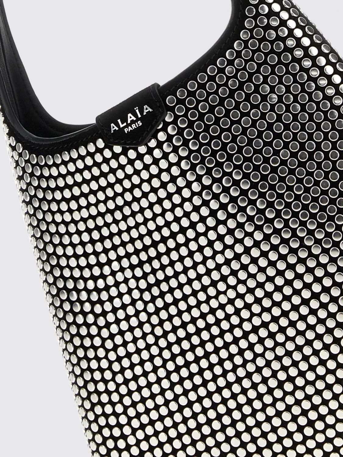 Alai�A Women Studded Leather Hobo Bag Alaia With Flat Handle ALAIA