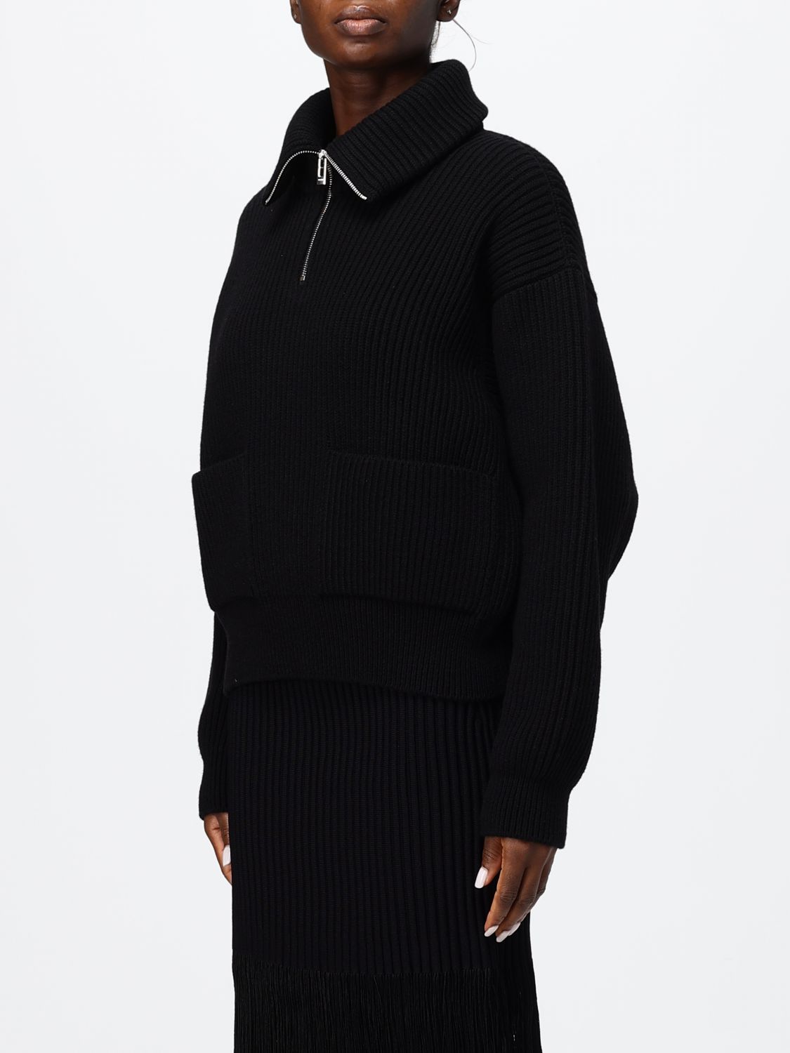 Alai�A Women Alaia Cashmere Turtleneck Jumper With Half-Zip And Relaxed Fit ALAIA