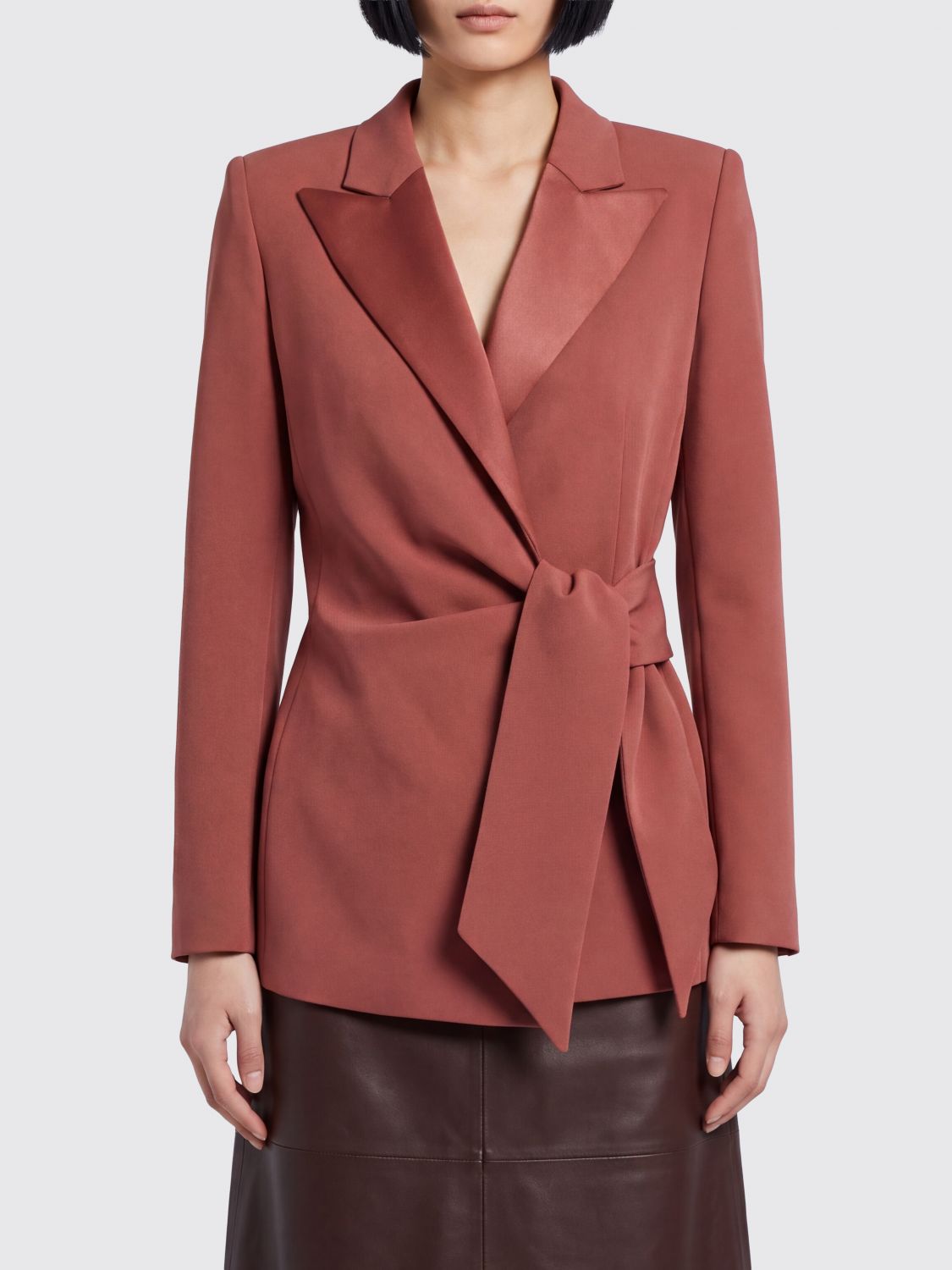 Max Mara Women Max Mara Cropped Cady Wrap Jacket With Peak Lapels And Belt MAX MARA