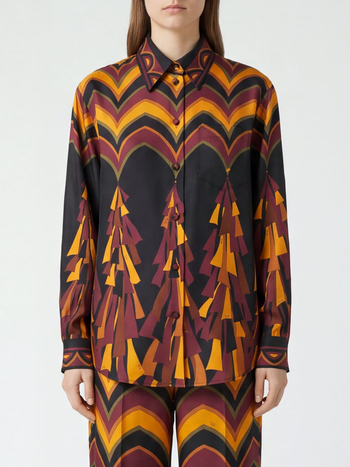 Pucci Women Pucci Printed Pure Silk Shirt With Classic Collar PUCCI