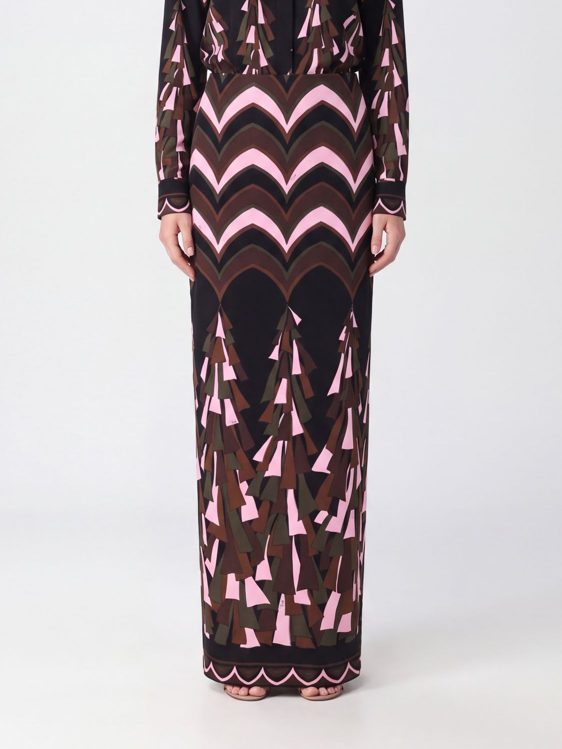 Pucci Women Pucci High-Waisted Ethnic Print Cri�Pe Long Pencil Skirt PUCCI
