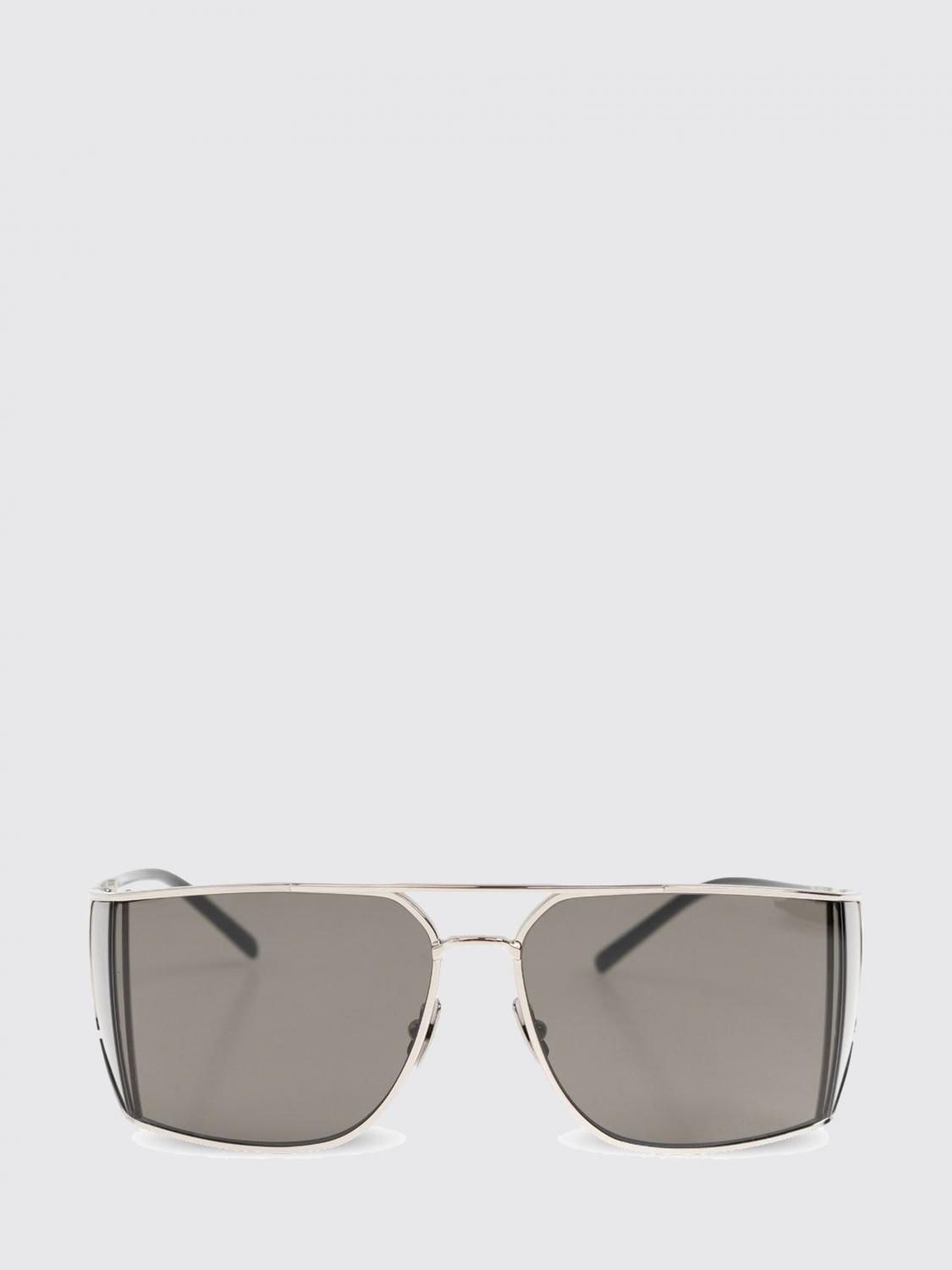 Saint Laurent Women Saint Laurent Metal Shield Sunglasses With Double Bridge And Smoked Lenses SAINT LAURENT