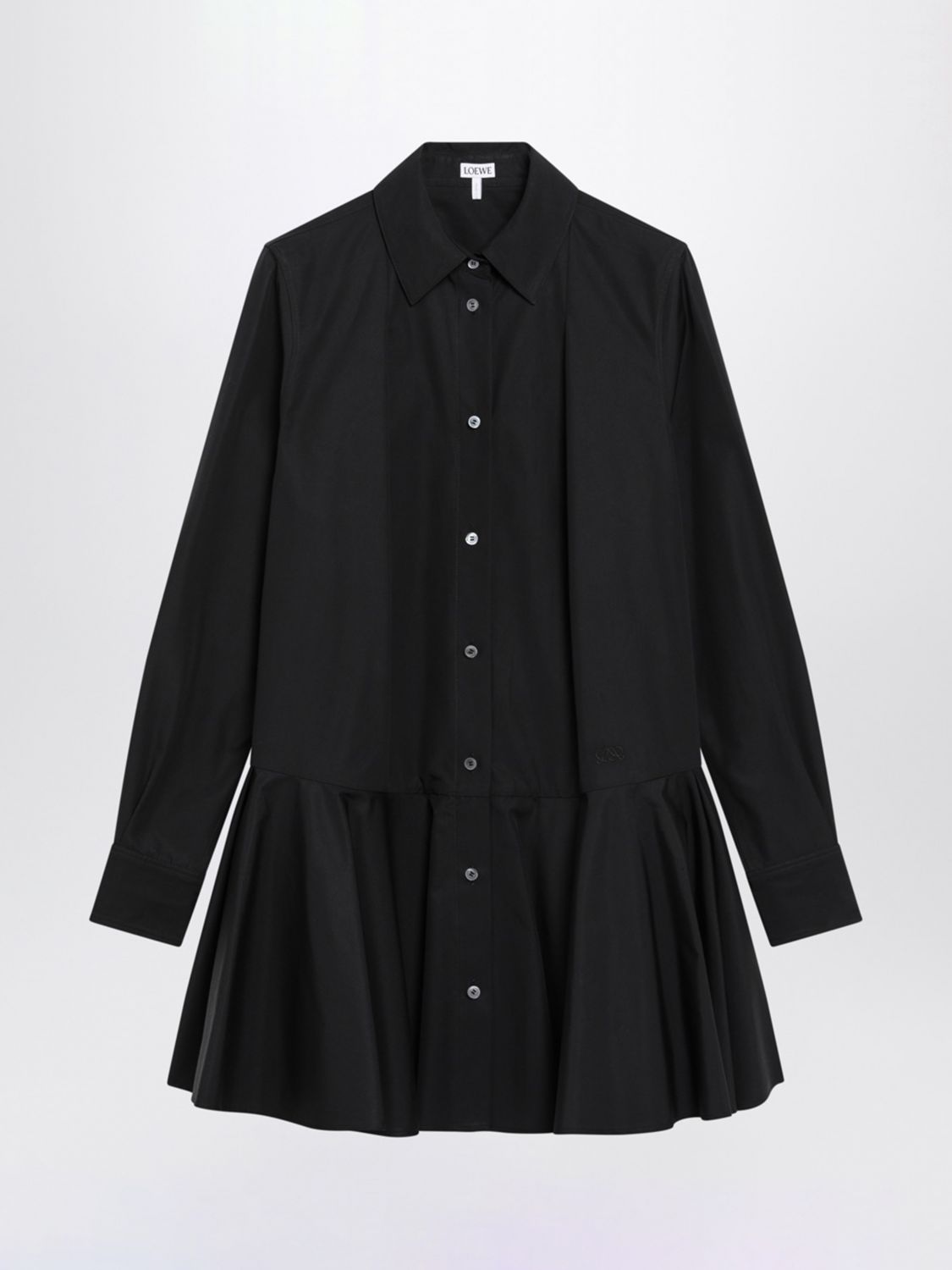 Loewe Women Loewe Draped Neck Cotton Poplin Mini Shirt Dress LOEWE