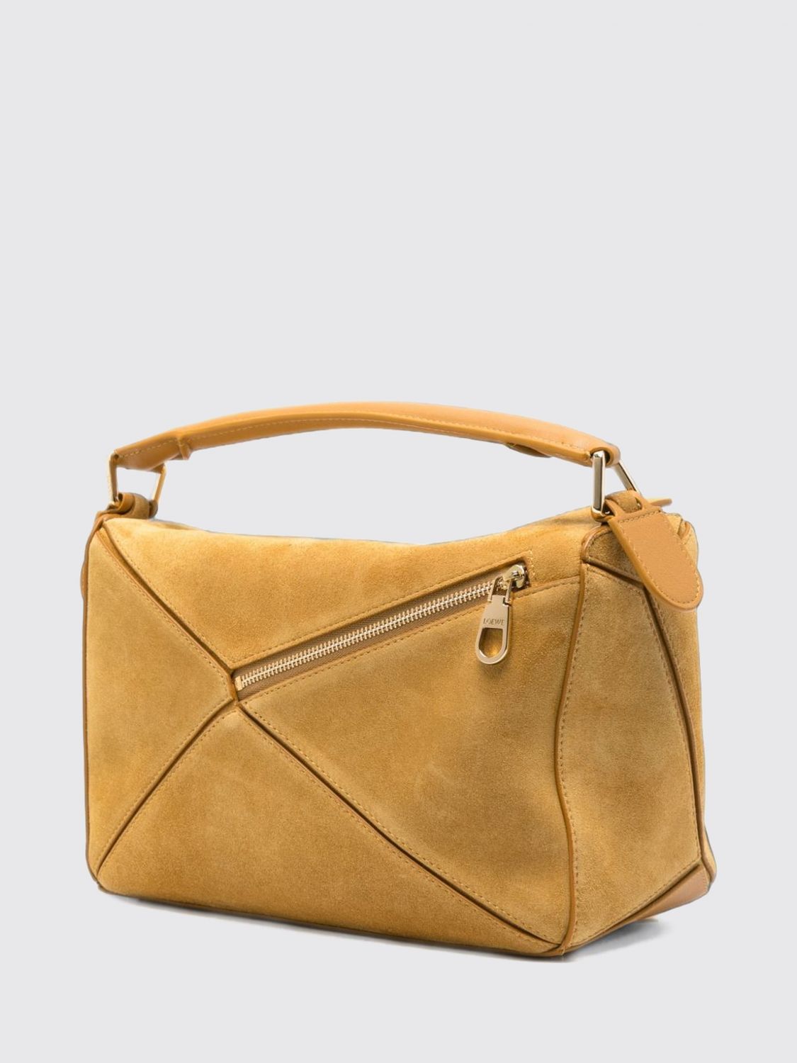 Loewe Women Featherlight Puzzle Suede Handbag With Tubular Handle Loewe LOEWE