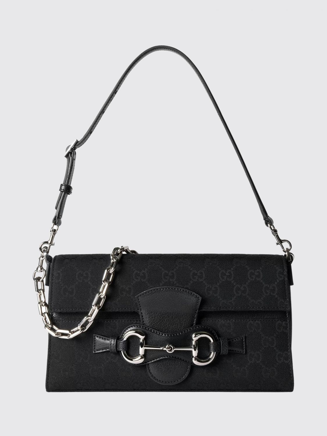 Gucci Women Gucci Horsebit Ristretto Shoulder Bag In Gg Monogram Jacquard GUCCI