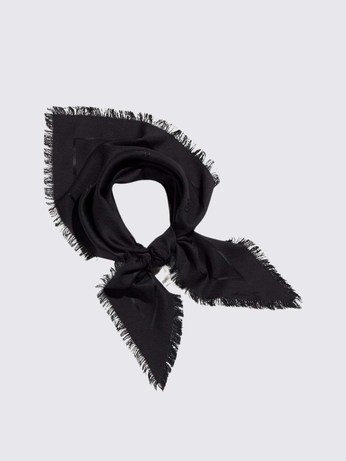 Gucci Women Triangular Silk And Wool Foulard With Tone-On-Tone Gg Jacquard Gucci GUCCI