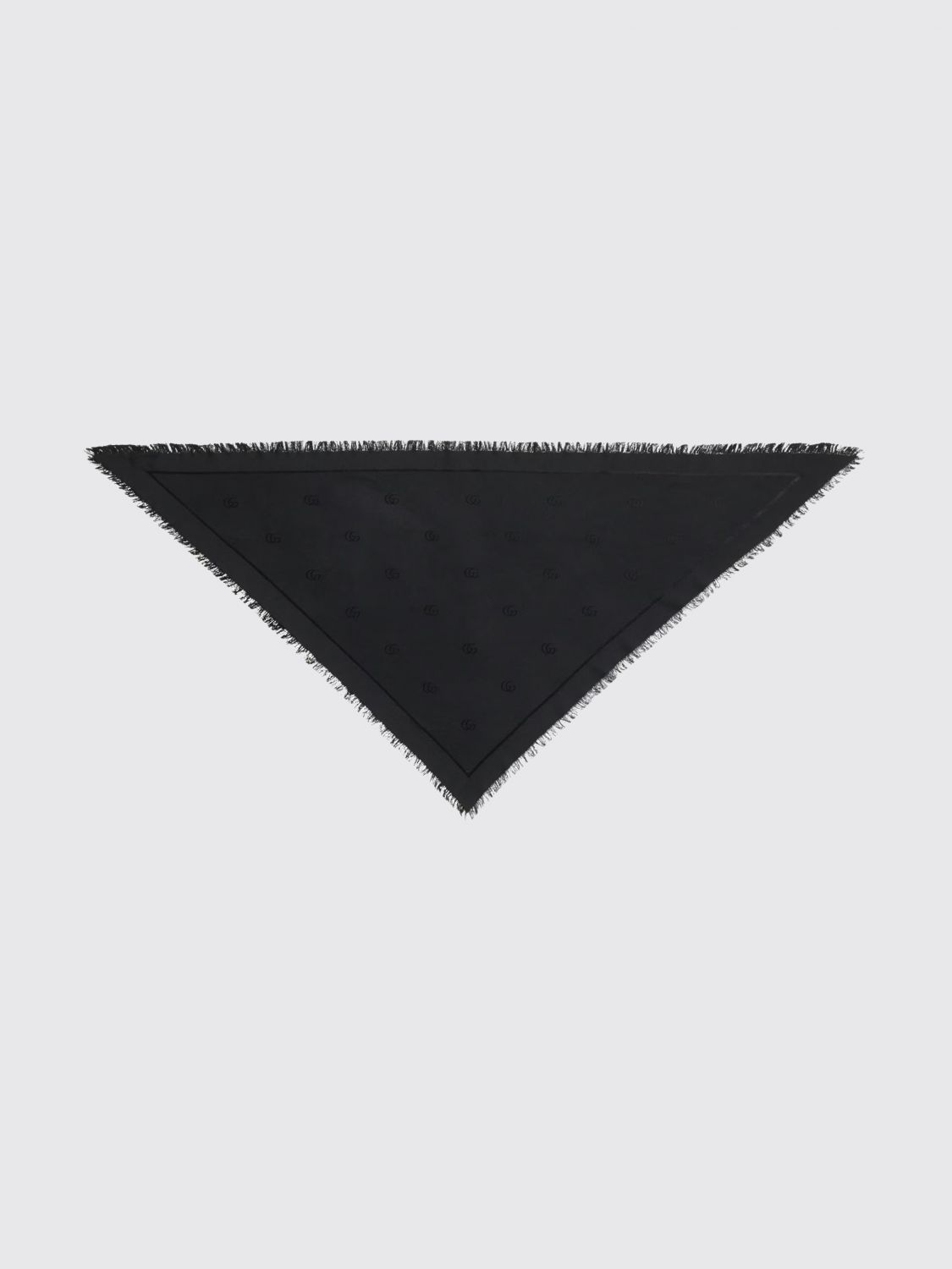 Gucci Women Triangular Silk And Wool Foulard With Tone-On-Tone Gg Jacquard Gucci GUCCI