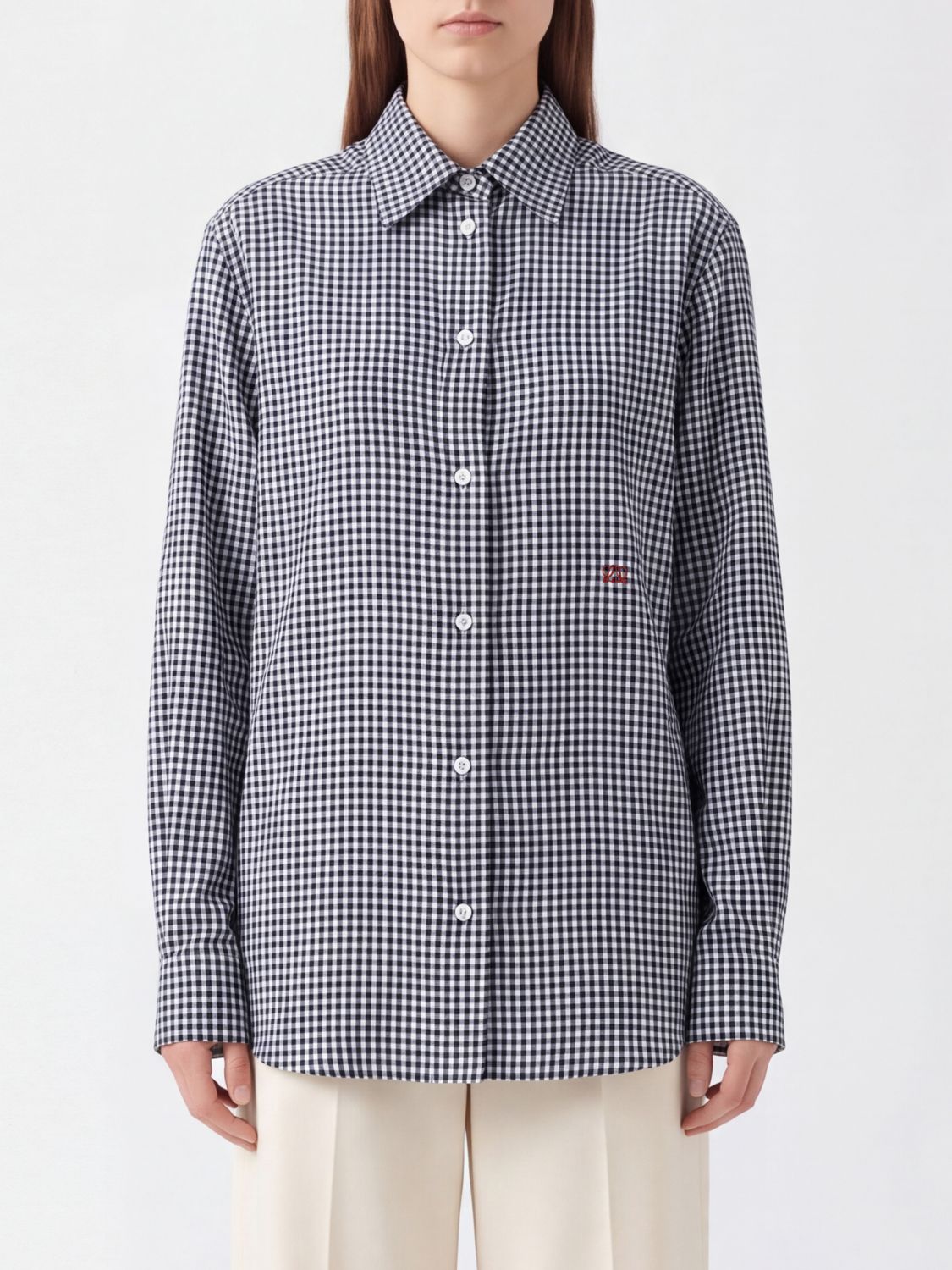Loewe Women Vichy Silk Loewe Shirt With Embroidered Logo LOEWE