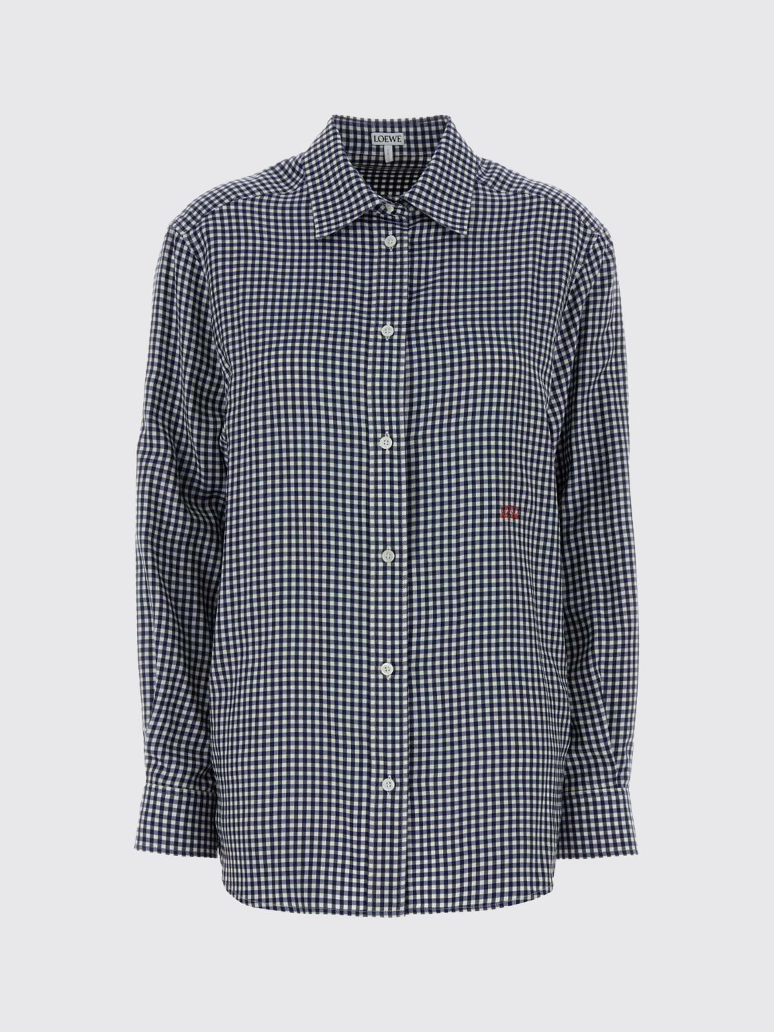 Loewe Women Vichy Silk Loewe Shirt With Embroidered Logo LOEWE