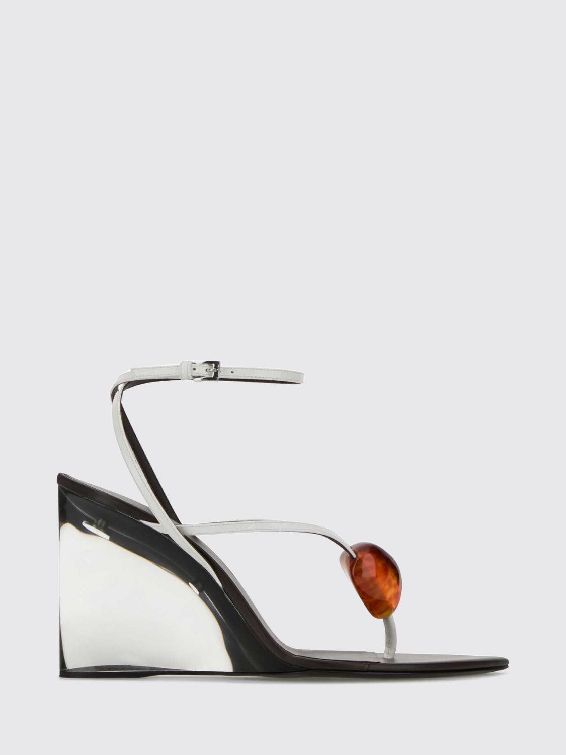 Alai�A Women Leather Thong Wedge Sandals Alaia With Sculptural Heel And Embroidery ALAIA