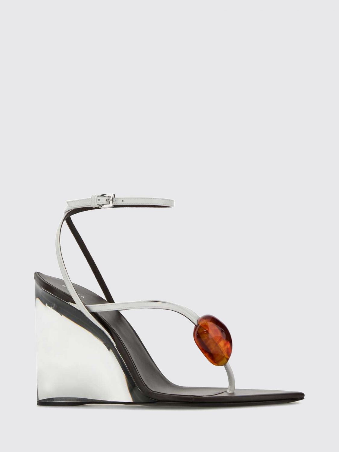 Alai�A Women Leather Thong Wedge Sandals Alaia With Sculptural Heel And Embroidery