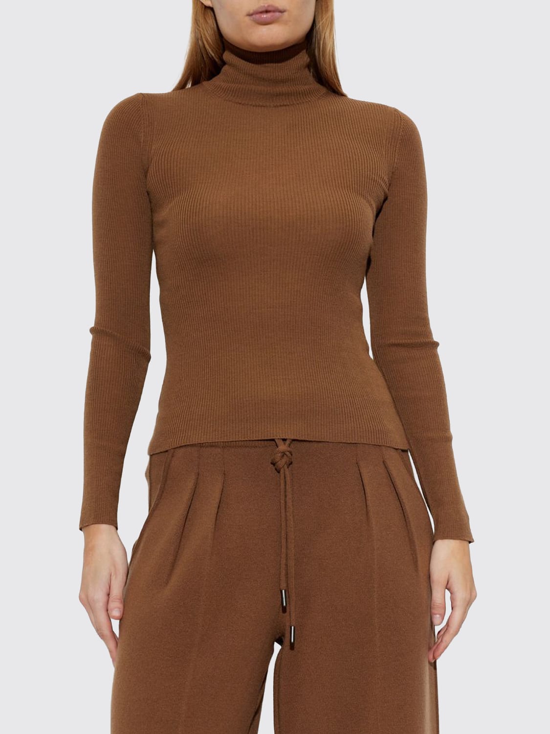 Max Mara Women Max Mara Slim Fit Ribbed Pure Virgin Wool Turtleneck MAX MARA